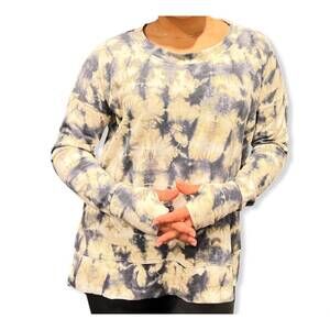 NEW ALYSSA THOMAS crew neck long sleeve sweatshirt in dark grey w white